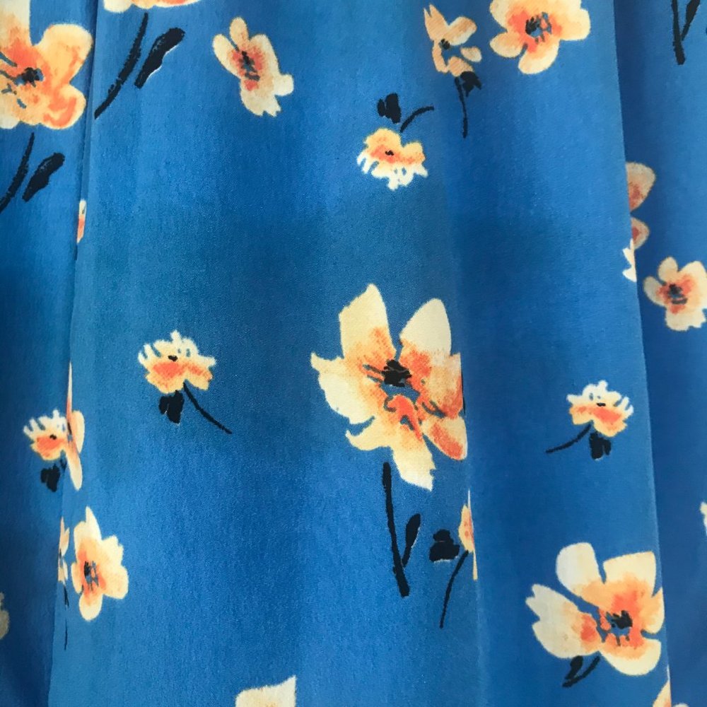 Yellow flowered blue dress - Picture 4 of 5